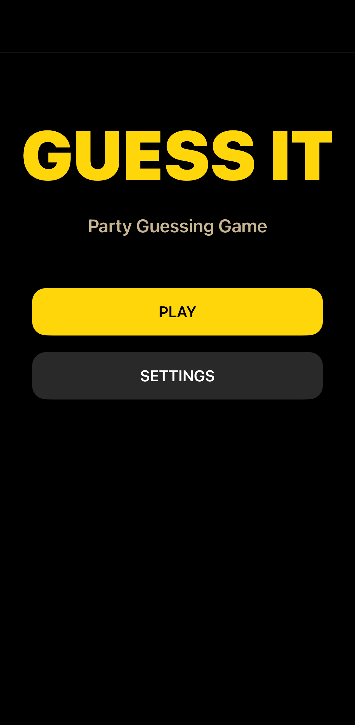 Guess It app home screen